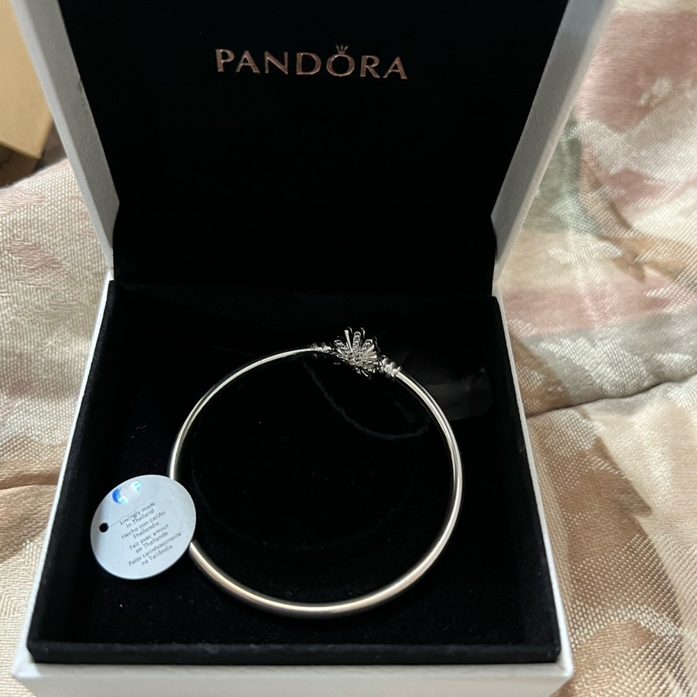 Silver Limited Edition Fireworks CZ Bangle Size 7 1/4 “The best is yet to come”